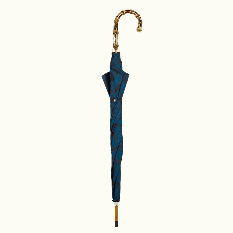 Navy Blue Camouflage Umbrella with Bamboo Handle