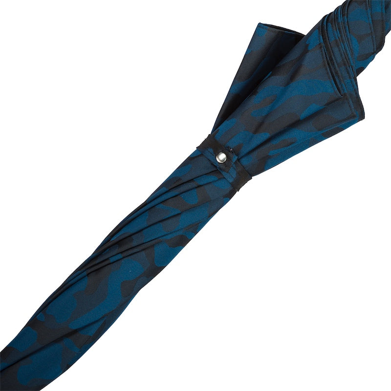 Navy Blue Camouflage Umbrella with Bamboo Handle