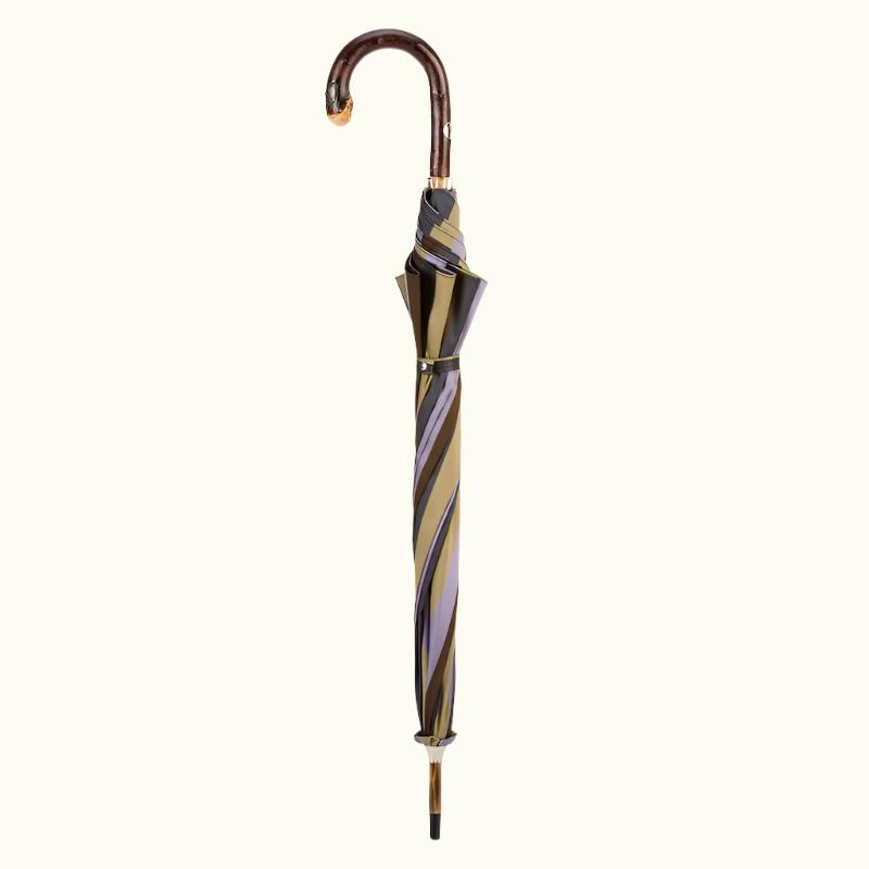 Solid Chestnut Striped Umbrella with Knob End