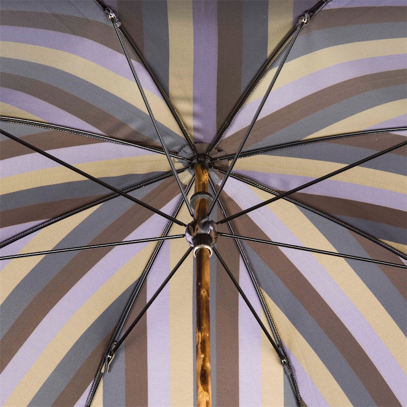 Solid Chestnut Striped Umbrella with Knob End