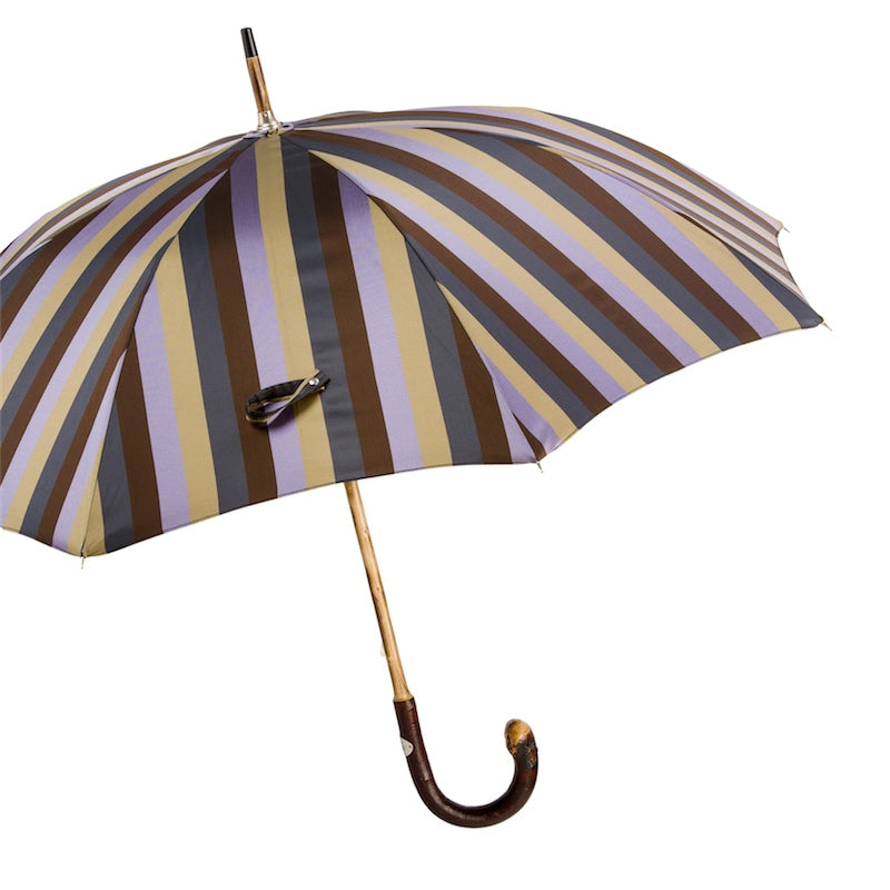 Solid Chestnut Striped Umbrella with Knob End