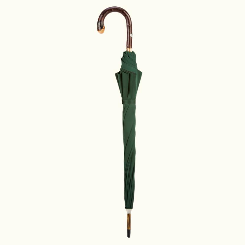 Dark Green Wooden Umbrella with Red Dots