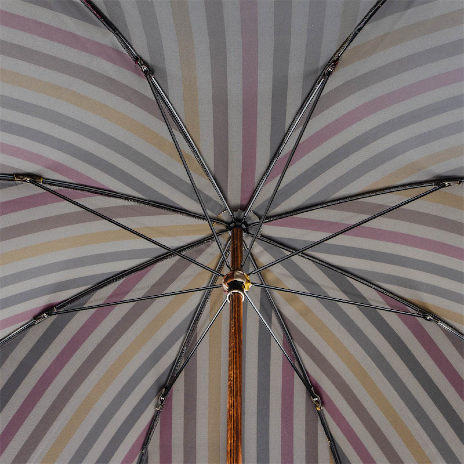 Striped Umbrella with Ostrich Leather Handle