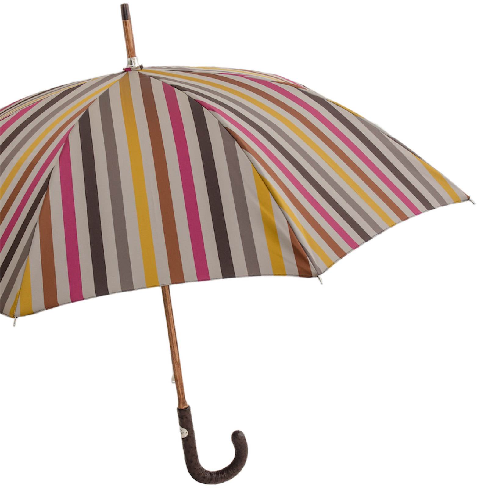 Striped Umbrella with Ostrich Leather Handle