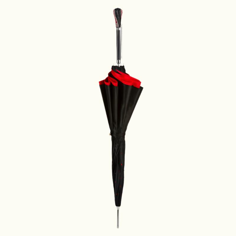 Black Swarovski® Umbrella with Red Interior, Double Cloth