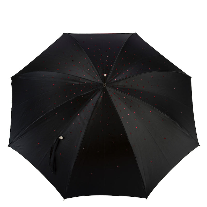 Black Swarovski® Umbrella with Red Interior, Double Cloth