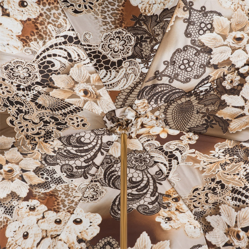 Brown Flowered Umbrella, Double Cloth