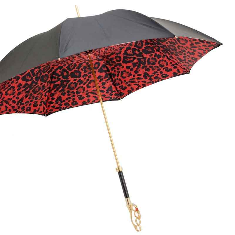 Knuckleduster Umbrella with Red Animal Print