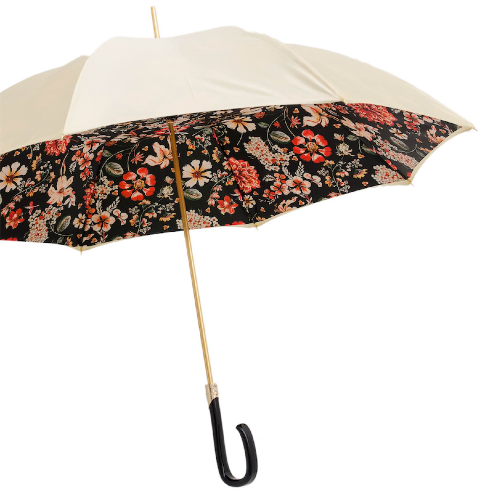 Creamy Flowered Umbrella, Double Cloth