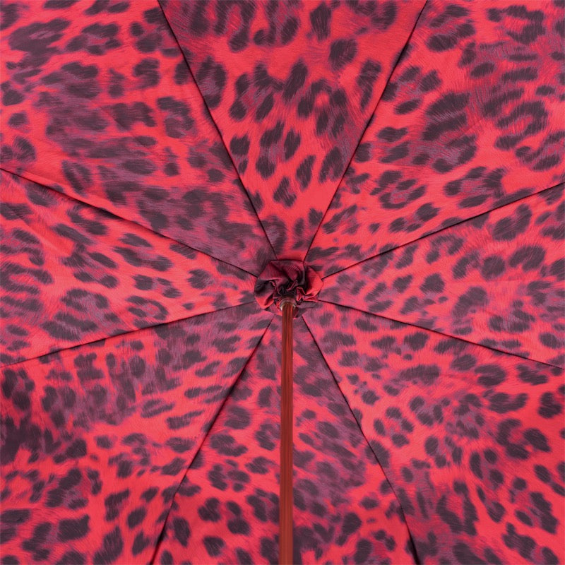 Red Leopard Print Umbrella, Double Cloth