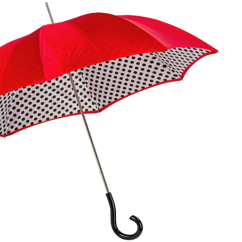 Bright Red Polka Dots Umbrella, Double Cloth