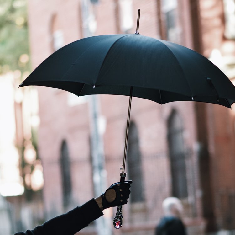 Black Mens Umbrella with Luxury Red Gem Handle