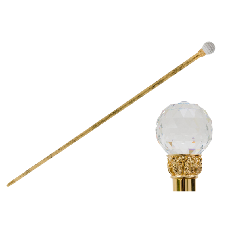 Crystal Ball Cane, Gold Shaft