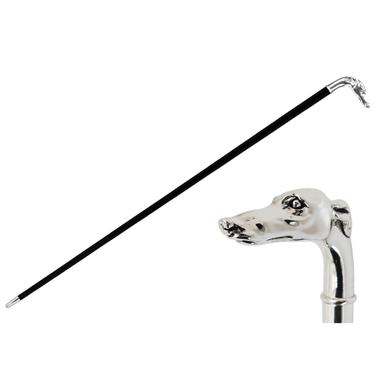 Silver Greyhound Head Cane