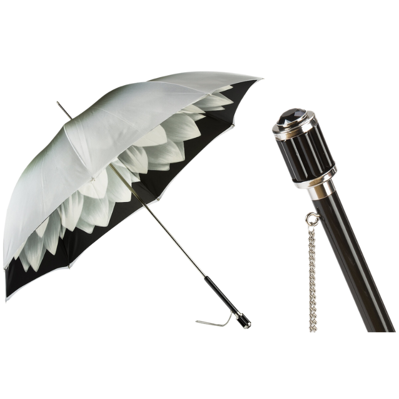 Silver Dahlia Umbrella, Double Cloth