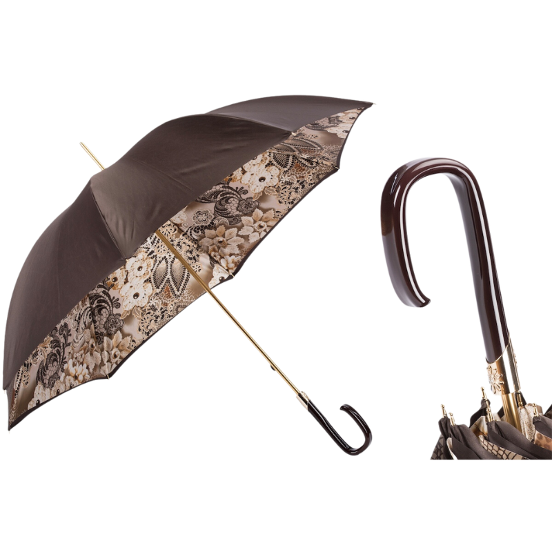 Brown Flowered Umbrella, Double Cloth