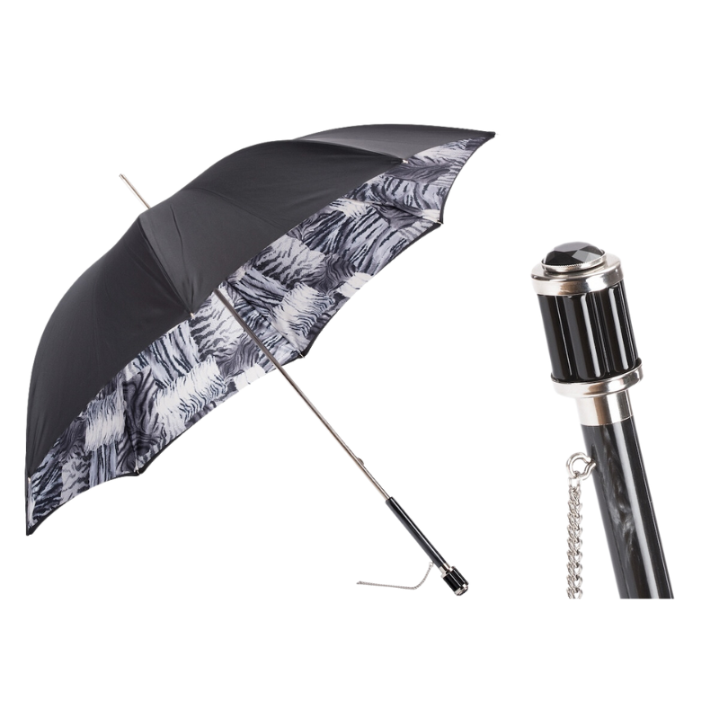 Black and White Animalier Umbrella, Double Cloth