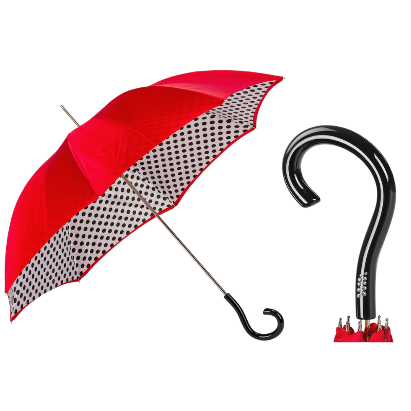 Bright Red Polka Dots Umbrella, Double Cloth