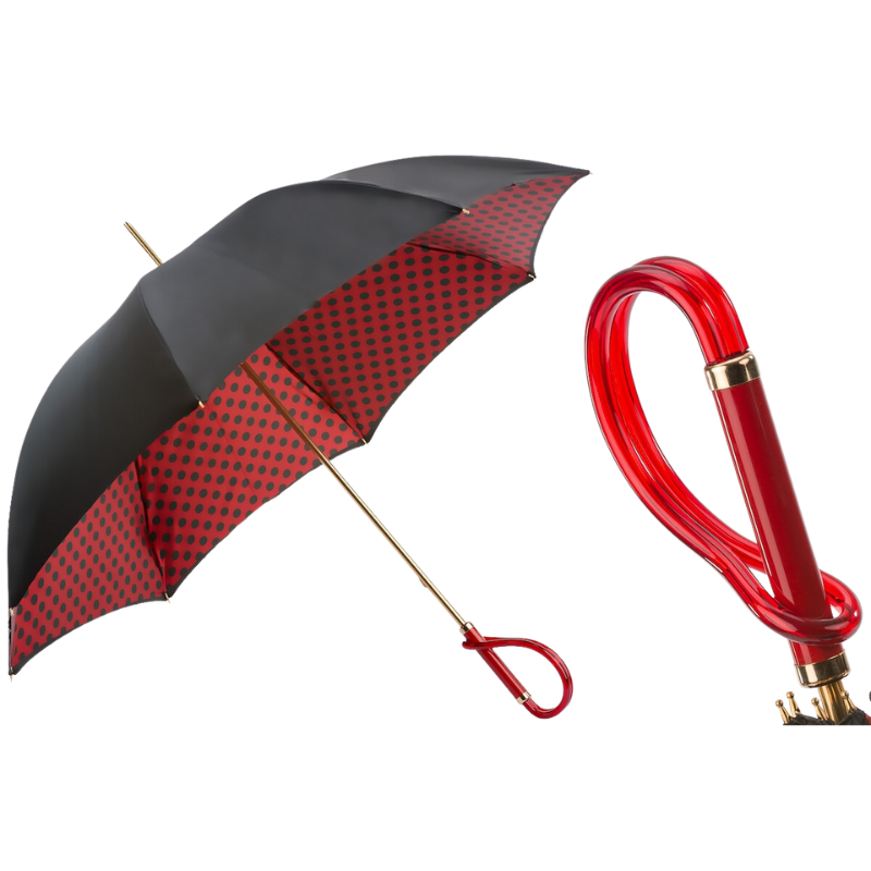 Black and Red Umbrella with Dots, Double Cloth