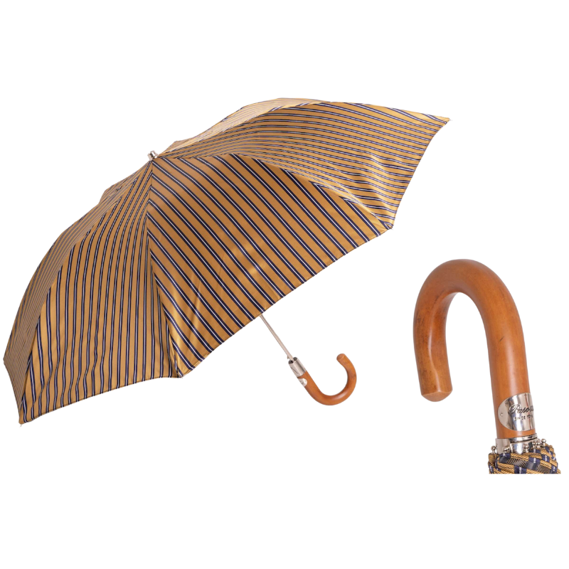 Striped Ocher Folding Umbrella