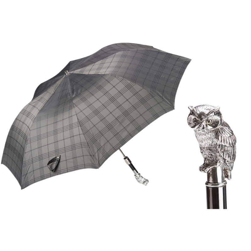 Silver Owl Folding Umbrella