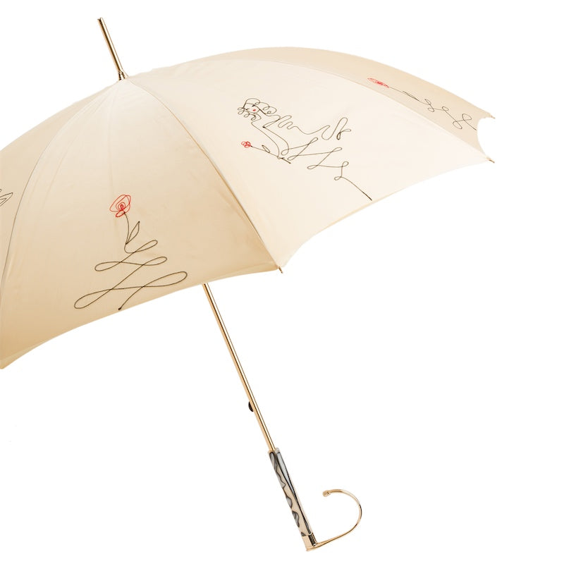 Ivory Sketch Woman Umbrella, Double Cloth