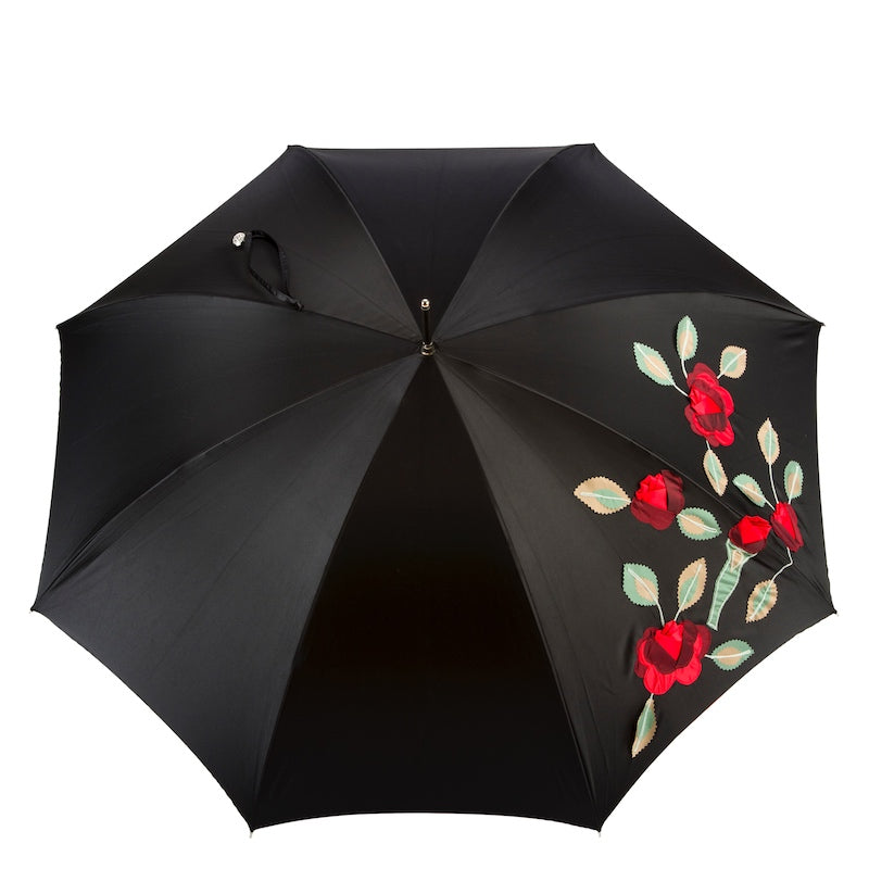 Spanish-Feel Umbrella with Red Roses Applications, Double Cloth