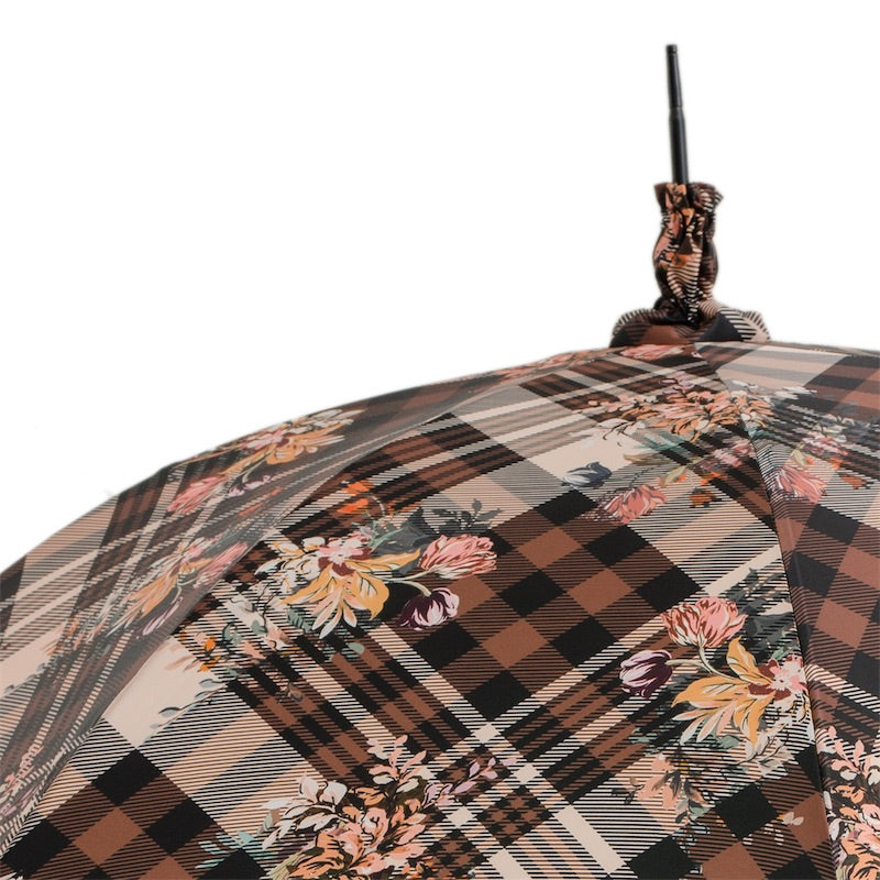 Tartan Parasol with Flowers