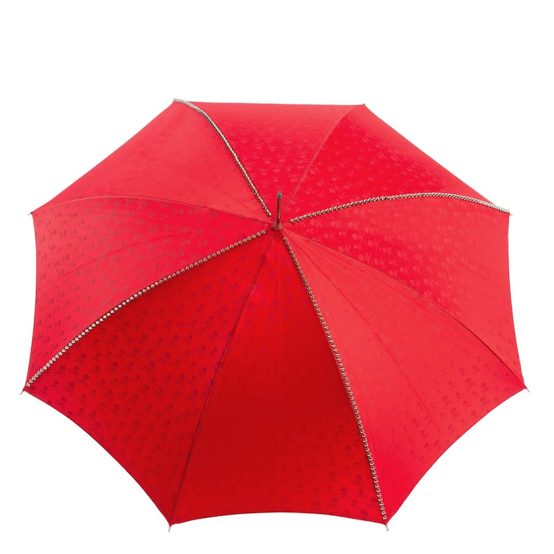 Red Umbrella with Studs and Black Skull Handle