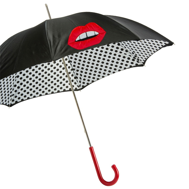 Mouth Umbrella with Polka Dots Interior, Double Cloth