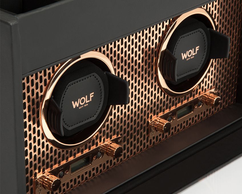 AXIS DOUBLE WATCH WINDER WITH STORAGE Copper Wonders of Luxury - Wolf