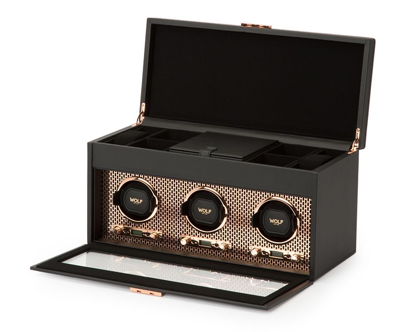 AXIS TRIPLE WATCH WINDER WITH STORAGE Copper Wonders of Luxury - Wolf