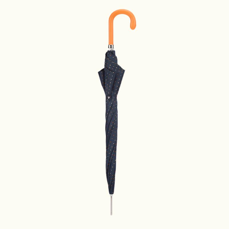 Tie Print Umbrella with Orange Leather Handle