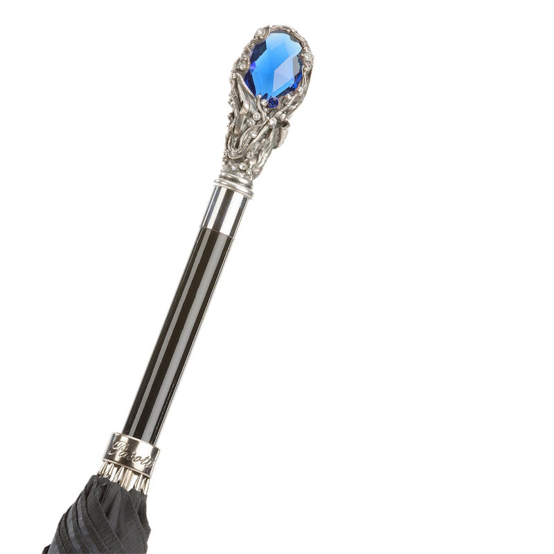 Black Umbrella with Luxury Blue Gem Handle