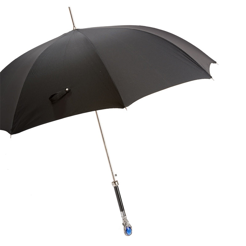 Black Umbrella with Luxury Blue Gem Handle