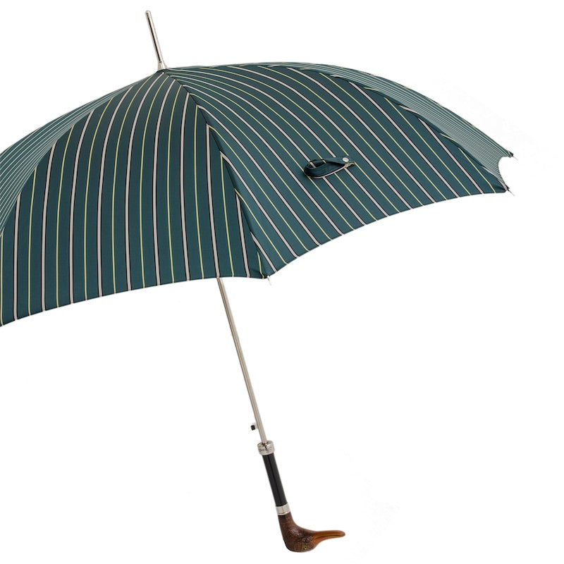 Striped Umbrella with Duck Handle