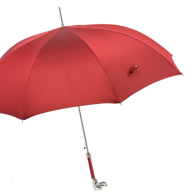 Red Umbrella with Silver Hound