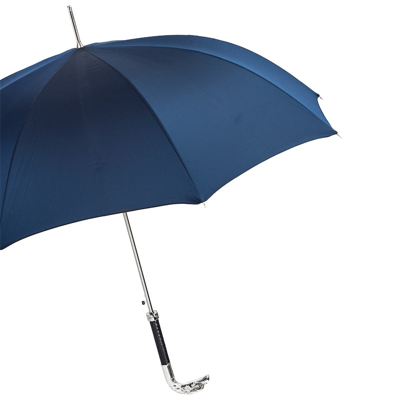 Blue Umbrella, Silver Eagle Handle