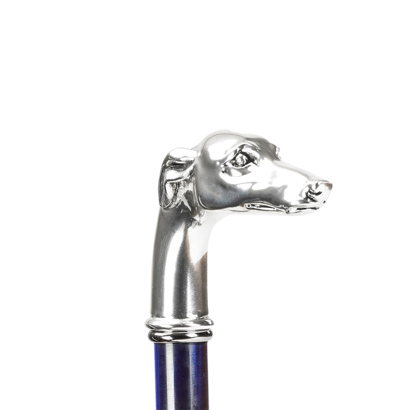 Blue Umbrella, Silver Greyhound Handle