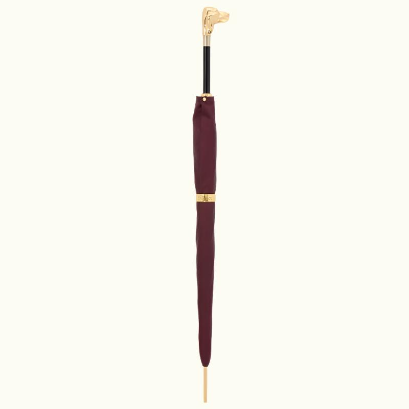 Burgundy Umbrella with Golden Dog