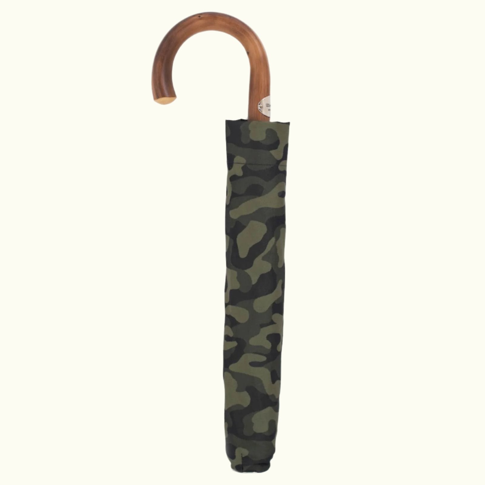 Camouflage Folding Umbrella, Wooden Handle