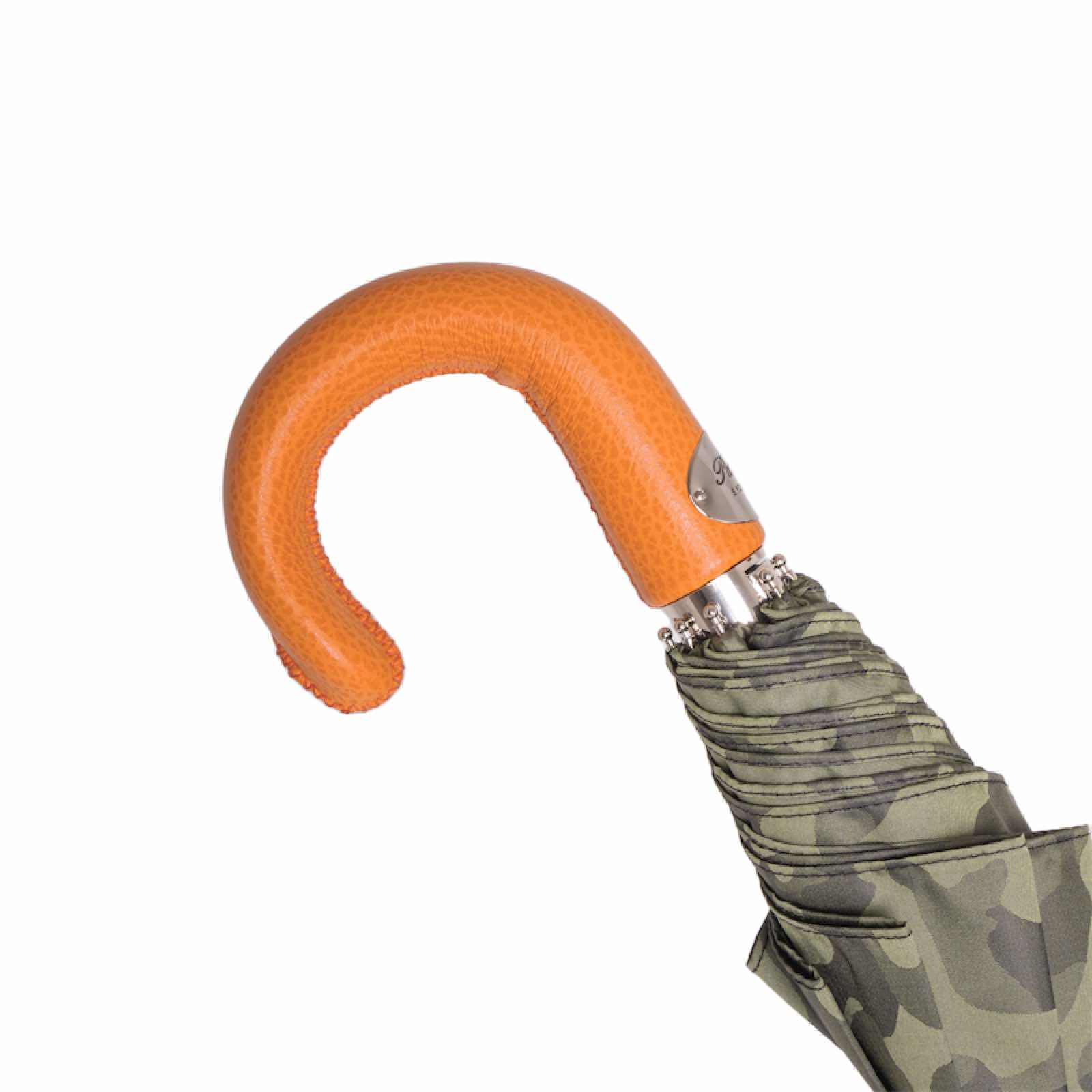 Camouflage Folding Umbrella with Orange Leather Handle