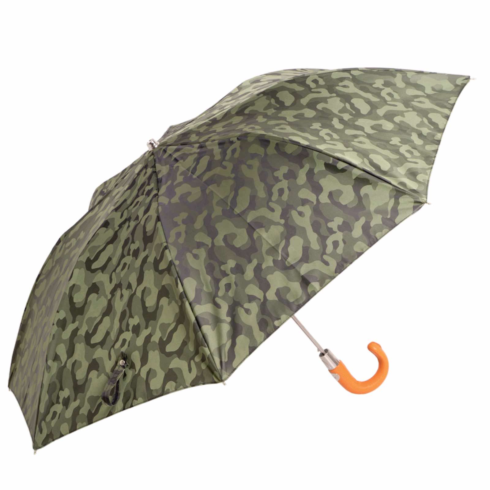 Camouflage Folding Umbrella with Orange Leather Handle