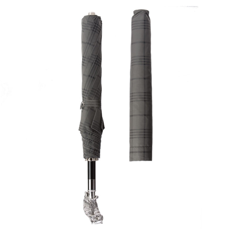 Silver Owl Folding Umbrella