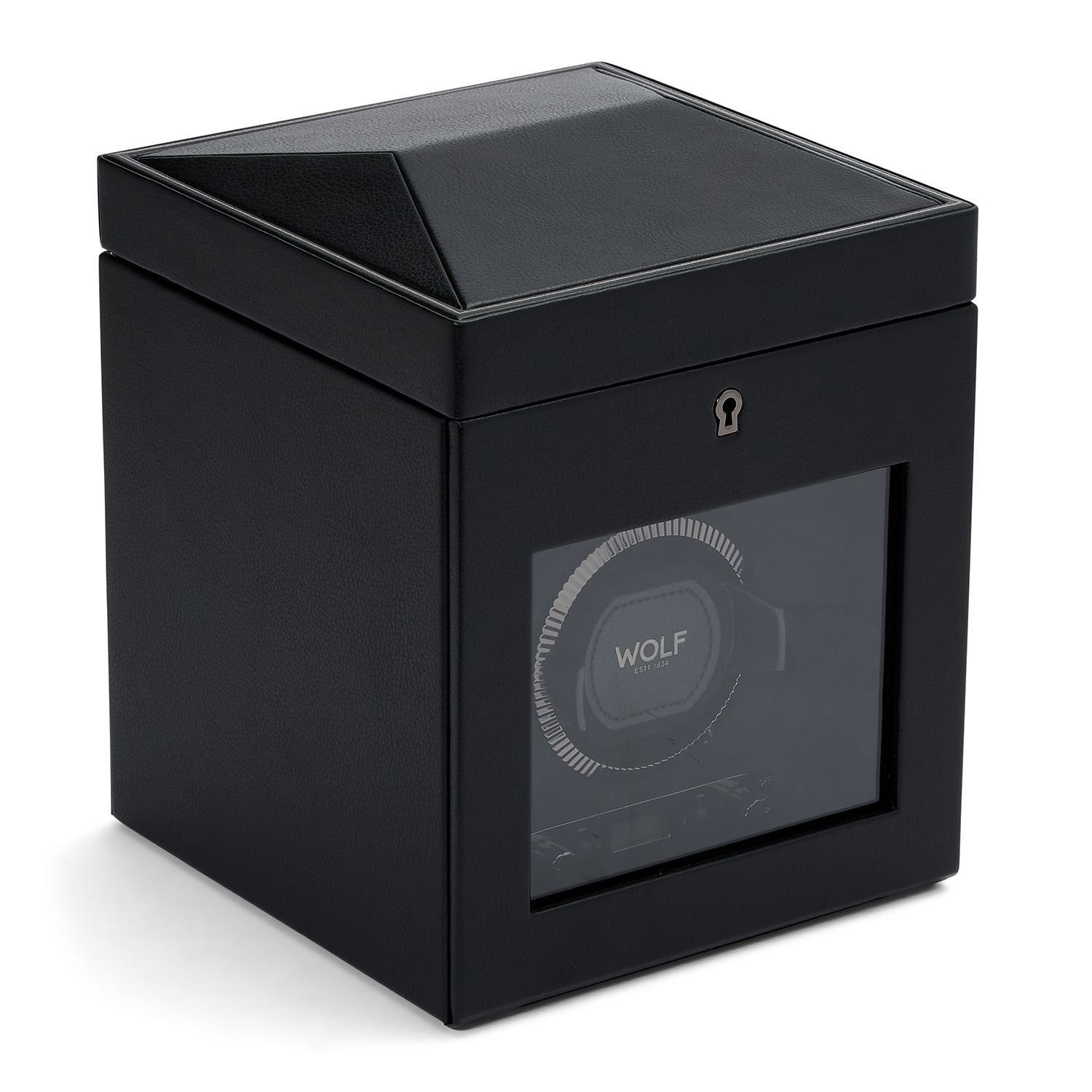 BRITISH RACING SINGLE WATCH WINDER WITH STORAGE BLACK