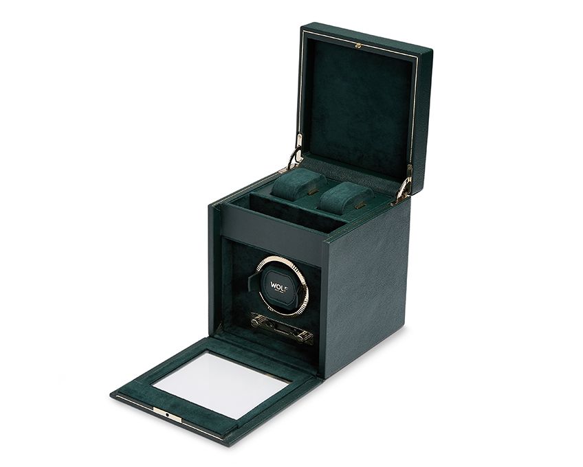 BRITISH RACING SINGLE WATCH WINDER WITH STORAGE BLACK