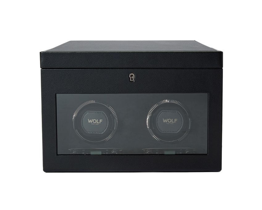 BRITISH RACING DOUBLE WATCH WINDER WITH STORAGE GREEN