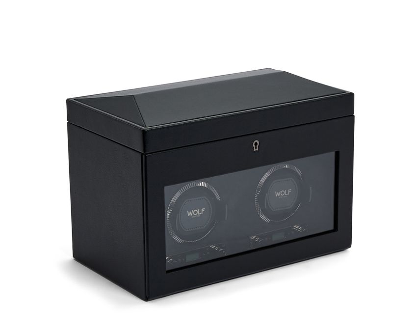 BRITISH RACING DOUBLE WATCH WINDER WITH STORAGE GREEN