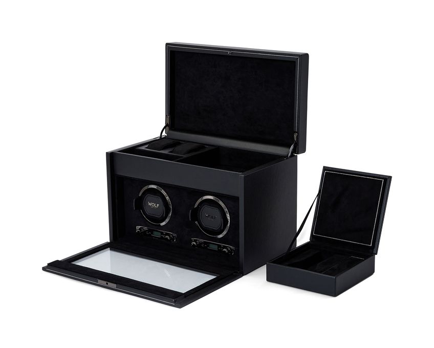 BRITISH RACING DOUBLE WATCH WINDER WITH STORAGE GREEN