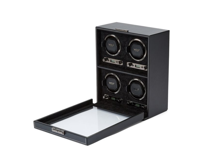 BRITISH RACING 4 PIECE WATCH WINDER BLACK